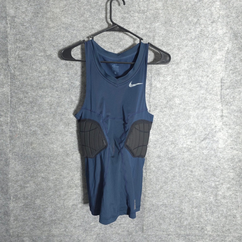 Nike Pro Combat Hyperstrong Men Small Navy Padded Compression Tank Rib Protector